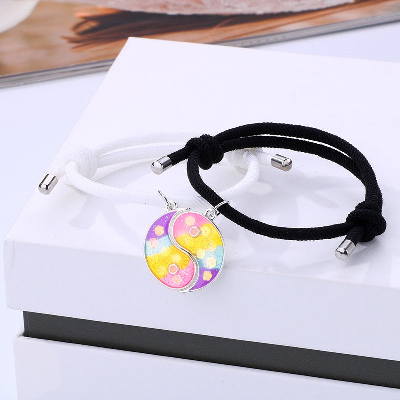 Two Besties Colorful Sequined Yin-Yang Bracelet Set