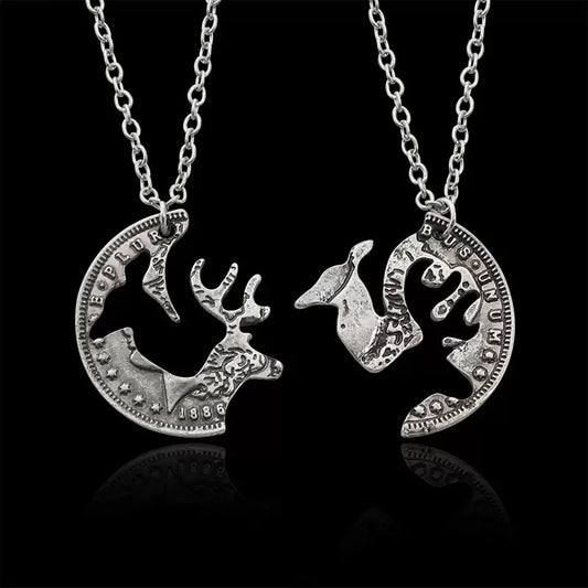 Two Besties  2-Piece Vintage Coin Deer