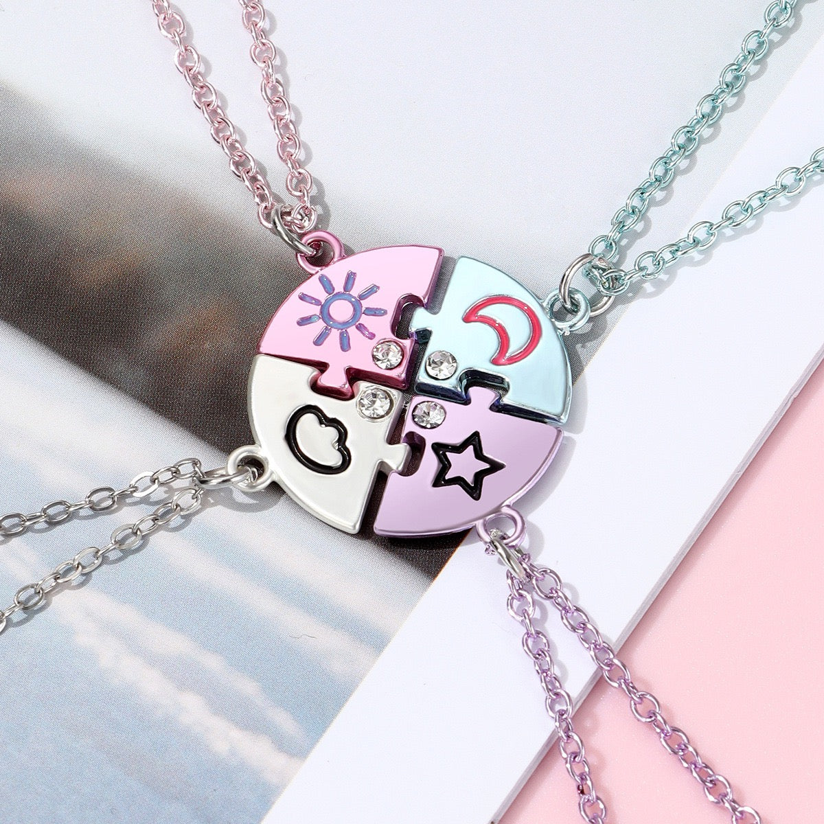 Four Besties Celestial Puzzle Necklace
