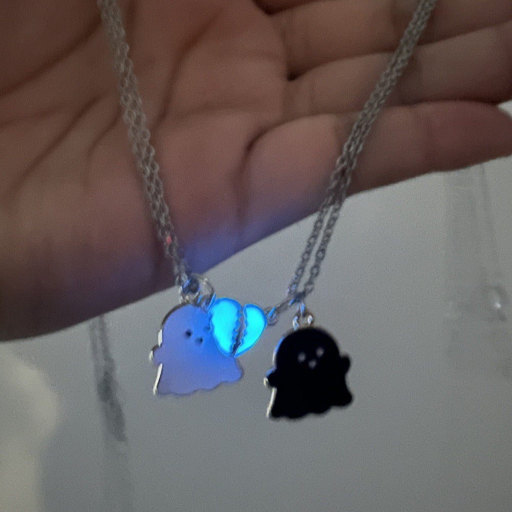 4-Piece Glow-in-the-Dark Ghost Necklace & Bracelet Set