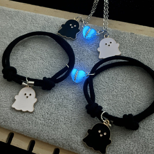 4-Piece Glow-in-the-Dark Ghost Necklace & Bracelet Set