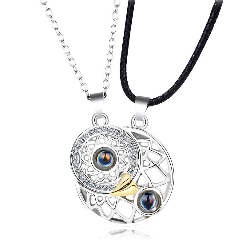 Two Besties Sun and Moon Projection BFF Necklace Set