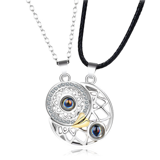 Two Besties Sun and Moon Projection BFF Necklace Set